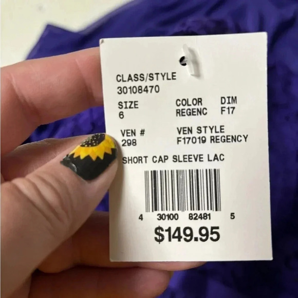 David’s Bridal Cap Sleeve Dress Size 6 Purple New Prom Formal Homecoming NWT - Picture 6 of 9